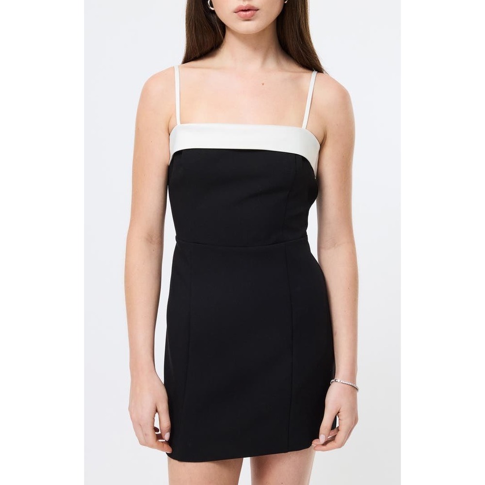 French Connection Women Black White Colorblock Mini‎ Dress Square Neck Sz 12